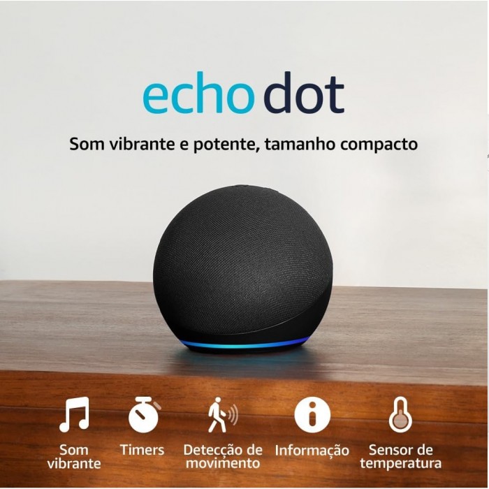 Oferta dia das Mães Alexa Echo Dot 5ª Geração Amazon, Com Alexa, Smart Speaker, Preto
